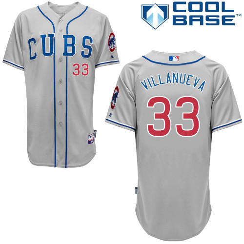 Carlos Villanueva #33 MLB Jersey-Chicago Cubs Men's Authentic 2014 Road Gray Cool Base Baseball Jersey